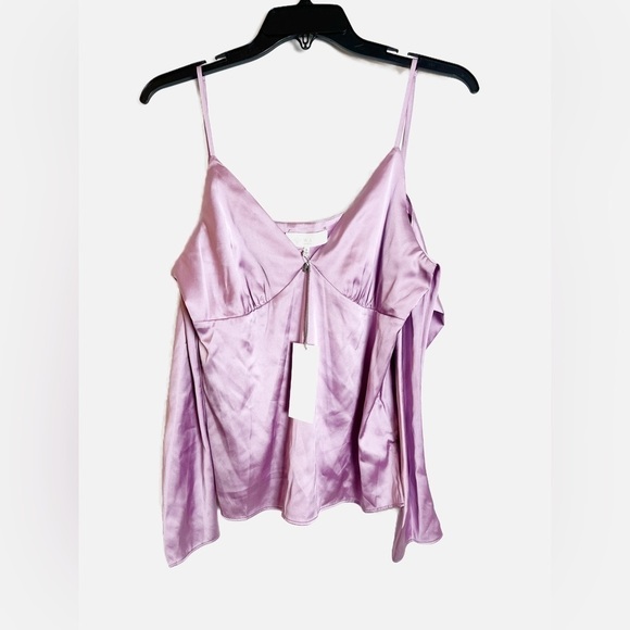 NWT WAYF Purple Satin Cold Shoulder Blouse - Picture 2 of 4